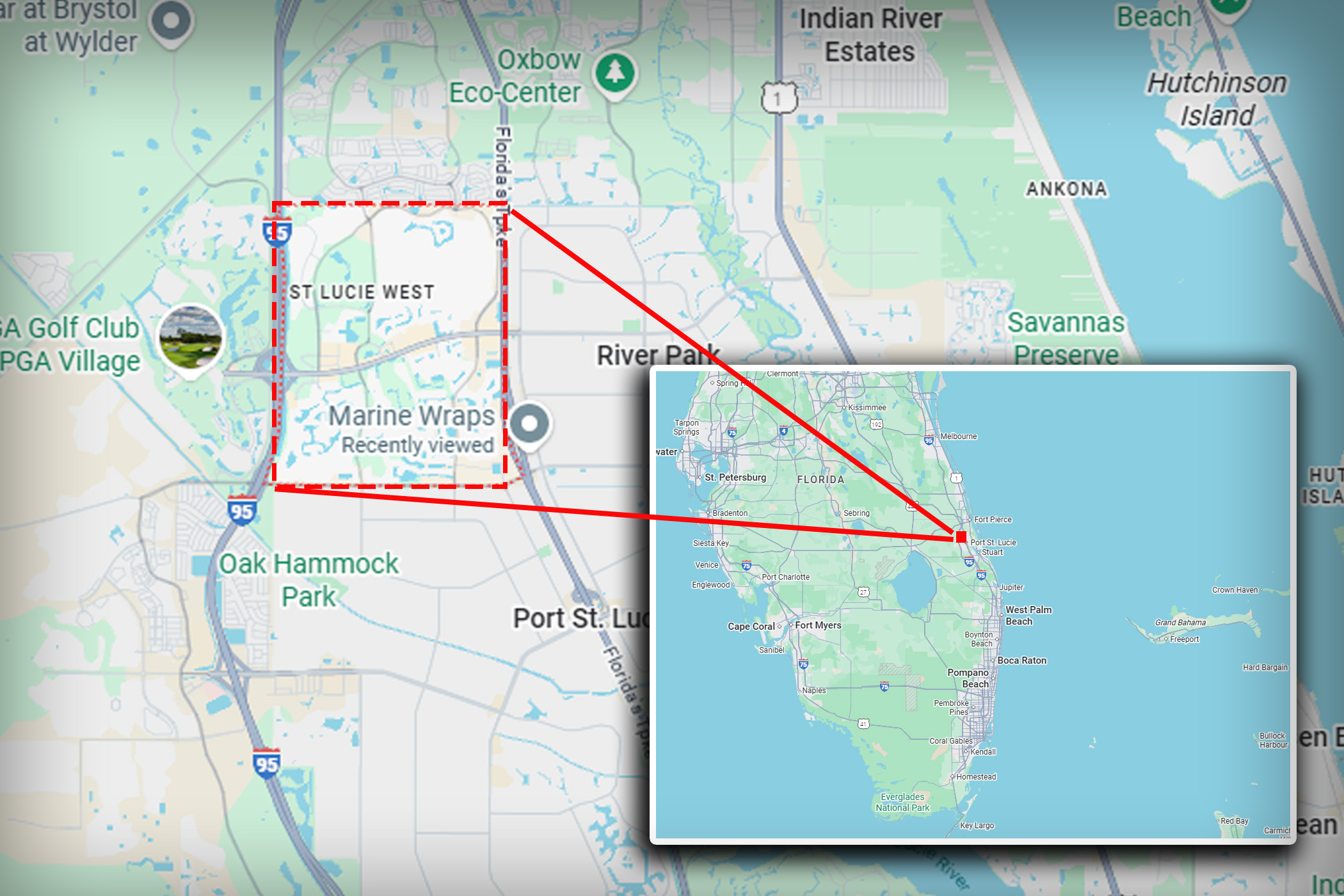 St. Lucie West on the Map of Florida